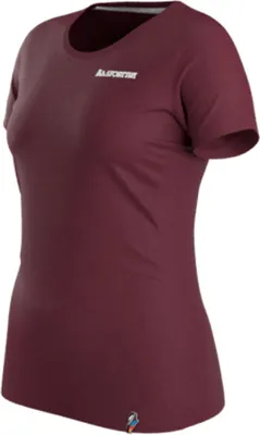 Bordeauxfarbenes Moon Rock T-Shirt von La Sportiva für Damen; mit kurzem Arm und Rundhalsausschnitt.