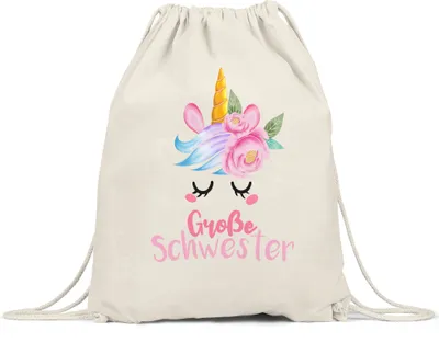 Produktbild von Große Schwester Turnbeutel Gymsack Einhorn Schwangerschaft Verkündung Geburt Big Sister Geschenk Ankündigung