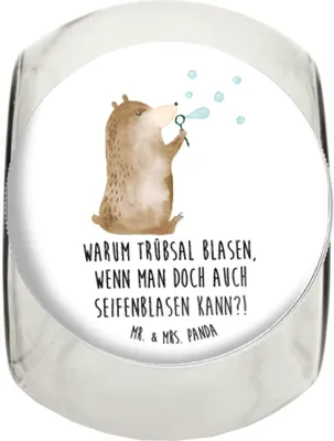 Produktbild von Mr. & Mrs. Panda küchenglas Bär Seifenblasen XL 2000ml - Weiß - Geschenk, Vorratsbehälter, Vorratsdose Glas, Teddy, Kaffeedose, Frischhaltedose, Dekoglas, glasbehälter