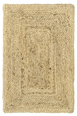 Image de Tapis en jute, tissé à la main, dimensions 40x60 cm, couleurs naturelles, idéal pour le salon