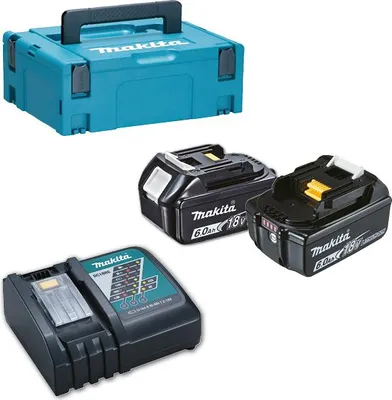 Image de Makita Kit d'alimentation 18 V (198116-4) - 2x Batteries BL 1860 B + Chargeur DC 18 RC + Coffret Makpac