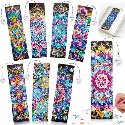 Produktbild von Diamond Painting Lesezeichen Kindergeburtstag Basteln Diamant Painting Kinder Mandala Bookmark Bastelset Spielzeug Mädchen Teenager Erwachsene
