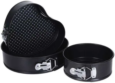 Productafbeelding van 3 bakplaten, koolstofstaal, antiaanbaklaag, 24x24x7 cm, zwart