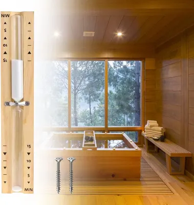 Imagen del producto de Temporizador de sauna Sanduhr, resistente al calor, de 15 minutos, de madera con arena blanca, para la cocina