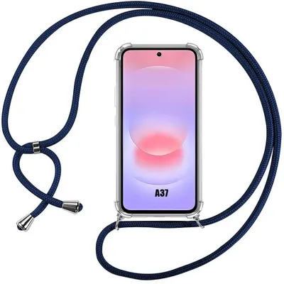 Image de Coque pour Samsung Galaxy A37 5G, Transparente Protection Anti-Rayure avec Cordon Bleu Marine