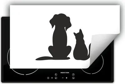 Produktbild von DarHaus Herdabdeckplatte 90x52 cm Anti Rutsch Matte Aufrollbar, Hund und Katze