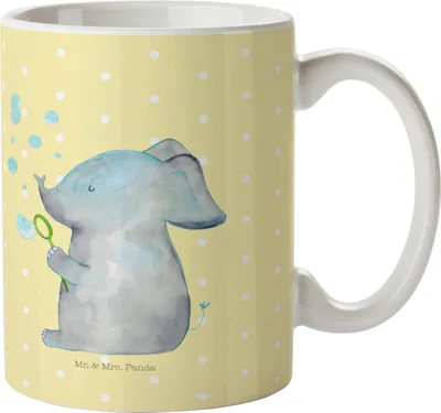 Produktbild von Mr. & Mrs. Panda Trinklernbecher Elefant Seifenblasen - Gelb Pastell - Geschenk, Kinderbecher, Elefanten, Pott, Liebesspruch, Lustige Sprüche, Plastikbecher, Rüsseltier