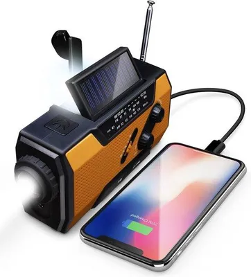 Immagine prodotto di Radio solare a manovella alimentata a batteria - Radio solare a manovella manuale - Radio solare a manovella - Radio solare portatile di emergenza - Radio solare a manovella alimentata a mano