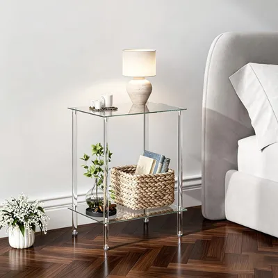 Produktbild von Beistelltisch, Glas, transparent, 2 Ablagen, für Wohnzimmer, LET518TR