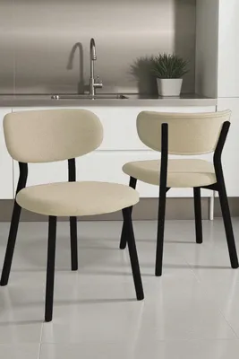 Produktbild von Skye Decor, Hochwertiges Stuhlset (2 Stück) - Creme & Schwarz, 100% Metallrahmen