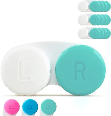Produktbild von Kontaktlinsenbehälter Set 12 Stück, Blau, Für weiche und harte Linsen, Für Hygiene