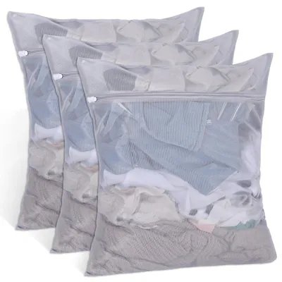 Waschbeutel-Set 3er-Pack, 50x60 cm, Mesh, mit Reißverschluss