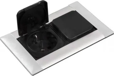 Produktbild von Schulte EVOline Frame Dock 80.022 Einbau Steckdose 2fach mit Klappdeckel