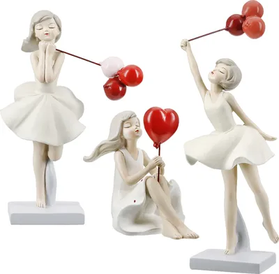 Produktbild von Gilde Figur, Frau, Ballonmotiv, Poly, creme, rot, L. 6.5 cm, B. 9.5 cm, H. 23.5 cm 55554 4063387555545 3 Stück (3-fach sortiert)