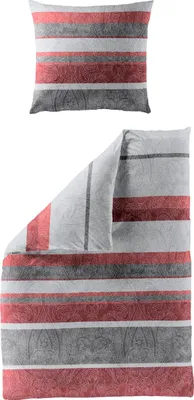 Produktbild von BIERBAUM Bettwäsche Biber rot 135x200cm, mit 1 Kissen Bettbezug Bettzeug