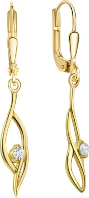Produktbild von V Ohrhänger 333/- Gold 3,6cm gelb Zirkonia weiß 371330646