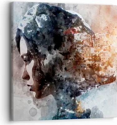 Produktbild von Bild auf Leinwand - Leinwandbild - Frau Abstraktion - 40x40cm - Wand Bild - Wanddeko - Wandbilder - Leinwanddruck - Bilder - Kunstdruck - Wanddekoration - Leinwand bilder - Wandkunst - AC40x40-3956