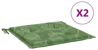 Produktbild von vidaXL Stuhlkissen 2 Stk. Blattmuster 40x40x4 cm Stoff
