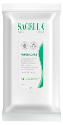 Zdjęcie produktu dla Sagella active Pregnacare chusteczki oczyszczające 15 szt