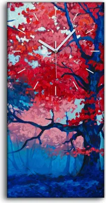 Produktbild von Dekor Leinwand Uhr Wandbilder 30x60 Landschaft Herbst Baum Wald Malerei - weiße Hände