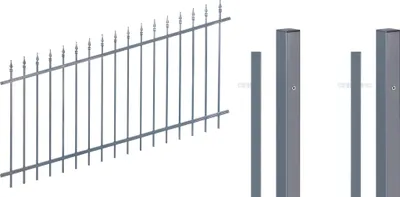 Immagine prodotto di Alberts 511579 Set completo di recinzione, da inserire nel calcestruzzo, antracite, altezza 100 cm, lunghezza 4 m
