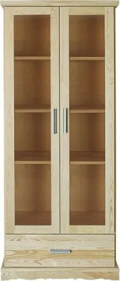 Produktbild von Bücherregal Bücherschrank Büchervitrine - 80 cm breit, Kiefer Holz-Massiv, Optik: Natur
