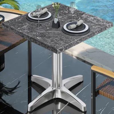 Produktbild von WBC | Bistro Außen Tisch | B:T:H 60 x 60 x 80,5 cm | Felsen / Aluminium | Quadratisch | Bistrotisch Gastro Tisch