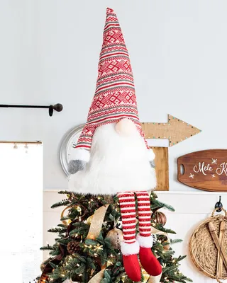 Zdjęcie produktu dla Elegancka dekoracja choinkowa z gnomem i gwiazdkami - styl skandynawski