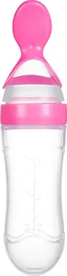 Immagine prodotto di Cucchiaio per biberon in silicone PP sicuro morbido senza  elastico fondo rotondo alimentatore cibo per bambini rosa