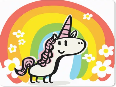 Produktbild von MuchoWow® Mauspad Mousepad Eine Illustration eines Einhorns mit einem Regenbogen - Mädchen - Kinder - Kinder 23x19 cm - Mousepads - Maus Mat - Pad - Mausunterlage - Schreibtischunterlage - Mauspad