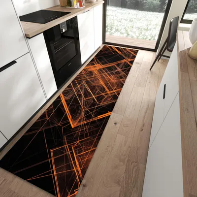 Produktbild von Küchenteppich 80x300cm rutschfest & abwischbar PVC Läufer - Muster des Geometrisches