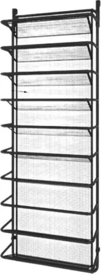 Obrázok produktu pre Závesný regál na topánky – 10 políc – na dvere – 55 x 19,5 x 159 cm – Raumbewahrer