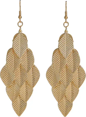Produktbild von 1 Paar Hakenohrringe für Damen, 3D-Blattform, einfarbig, galvanisiert, antiallergisch, leicht, Ohrschmuck, Schmuck, baumelnde Ohrringe, lange Hängeohrringe für Partys und Abschlussbälle
