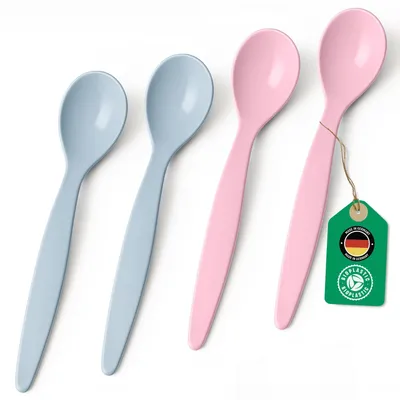 Löffel-Set aus Biokunststoff, 4 Stück, 14 cm, BPA-frei, spülmaschinenfest