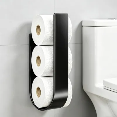 Produktbild von Toilettenpapierhalter, Wandmontage, für 3 Rollen, selbstklebend, für Badezimmer