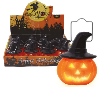 Productafbeelding van Halloween, pompoenlamp, heksenhoed, griezelige decoratie, horroratmosfeer, spookhuis, feest, nacht, heksenfeest, herfst, kleur: oranje