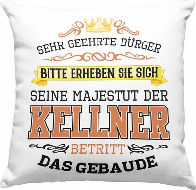 Produktbild von Trendation - Kellner Deko-Kissen mit Füllung 40x40 Geschenk für Kellner Gastro Geschenke Geschenkidee (Grau)