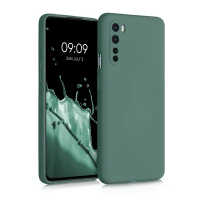 Produktbild von kwmobile Hülle kompatibel mit OnePlus Nord Hülle - gummierte TPU Silikon Handyhülle - Schutzhülle für kabelloses Laden - Case in Tannengrün