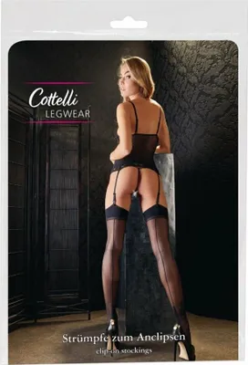 Zdjęcie produktu dla Cottelli Legwear Pończochy czarne z ozdobnym szwem 15 den klasyczne