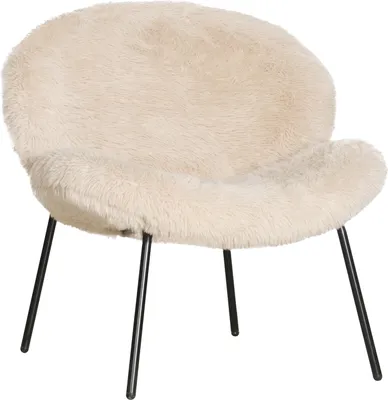 Produktbild von Sessel SACHA im Vintage-Stil, Kunstpelz beige, T 64 × B 72 × H 75 cm