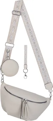 Produktbild von Bauchtasche Umhängetasche Crossbody-Bag Kunstleder Italy-Design OFF.WHITE (BBL-53046)