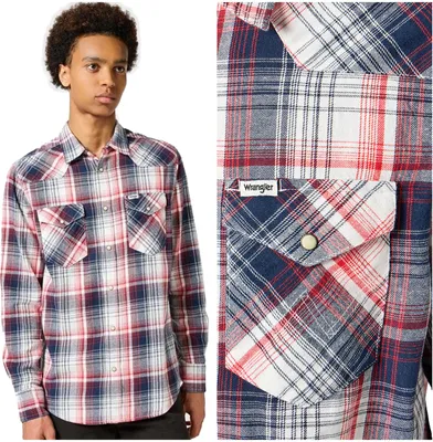 Produktbild von Wrangler Herren Western -Shirt Rotblau 112357243 W5B4017570