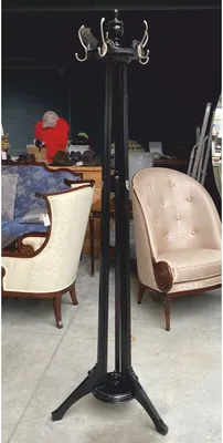Produktbild von Casa Padrino Luxus Barock Garderobenständer Schwarz / Silber H. 203 cm - Garderoben Möbel