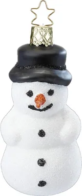 Produktbild von Christbaumschmuck Schneemann 8cm Glas Figur Weiß / Schwarz