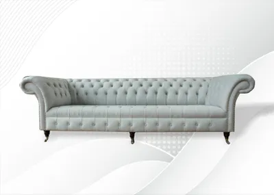 Produktbild von Chesterfield 4 Sitzer Hellblau Wohnzimmer Modern Design Couchen Sofa Möbel Stoff