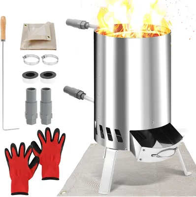 Image de Chauffage de piscine à bois - Chauffage de piscine - Système de chauffage pour piscine - Acier inoxydable - 47,5 x 43 x 32 cm - Argent