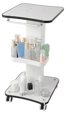 Image de Chariot d'atelier - Chariot de cosmétiques - Chariot de coiffure - 4 roulettes - Charge maximale : 15 kg - Hauteur : 67 cm - Plateau : 38 x 34 cm - Blanc