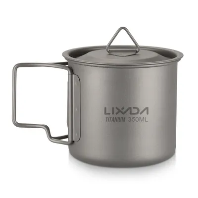 Obrázek produktu pro Lixada Ultralight Titanium Cup – přenosný outdoorový hrnek na vodu pro kempování a piknik se skládacím uchem, 300 ml / 350 ml / 550 ml / 650 ml