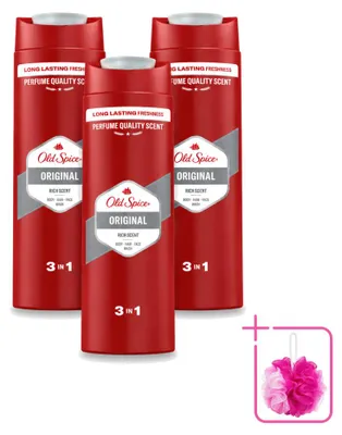 Immagine prodotto di 3 flaconi di bagnoschiuma 3-in-1 Old Spice Original - 400 ml ciascuno - confezione risparmio - 3 pezzi