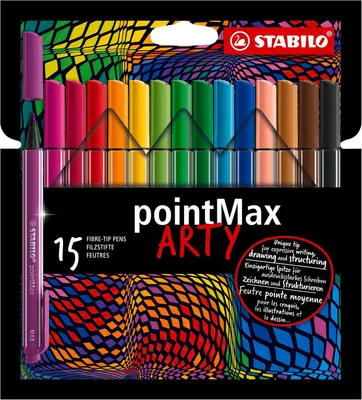 Obrázok produktu pre STABILO Hardtip – perá s tenkou špičkou – séria pointMax – ARTY – súprava s 15 farbami